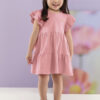 Vestido Infantil Feminino Manga com Babados Rosa Fernanda ramos kids