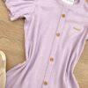 fernandaramoskids com br Vestido Infantil Feminino Manga Curta com Botões Falsos Lilás 2