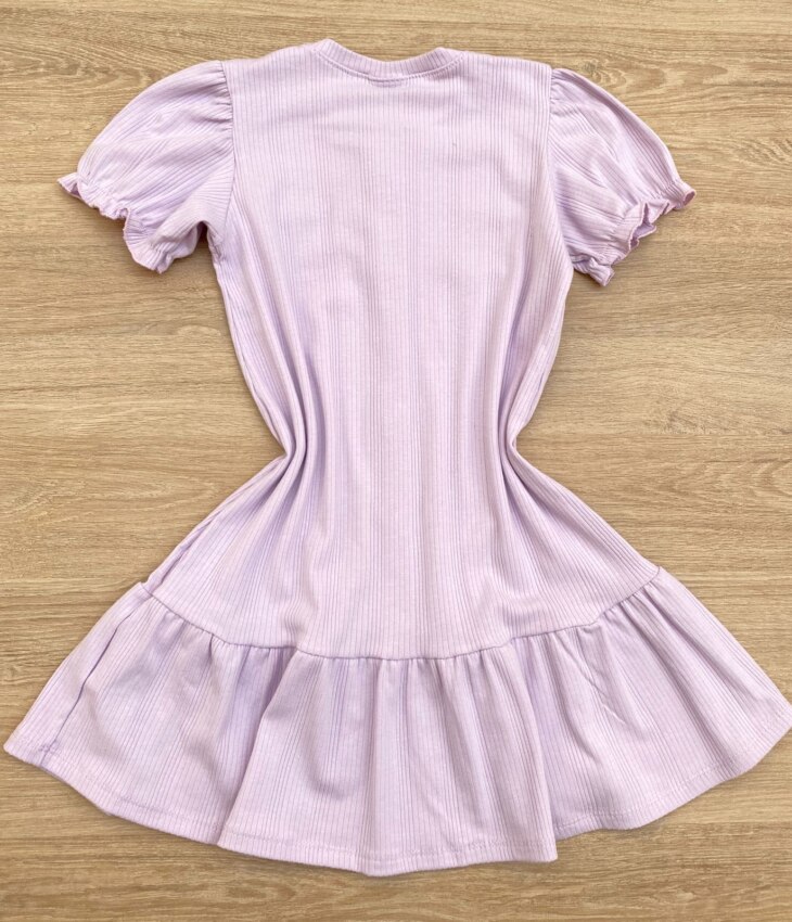 fernandaramoskids com br Vestido Infantil Feminino Manga Curta com Botões Falsos Lilás 3