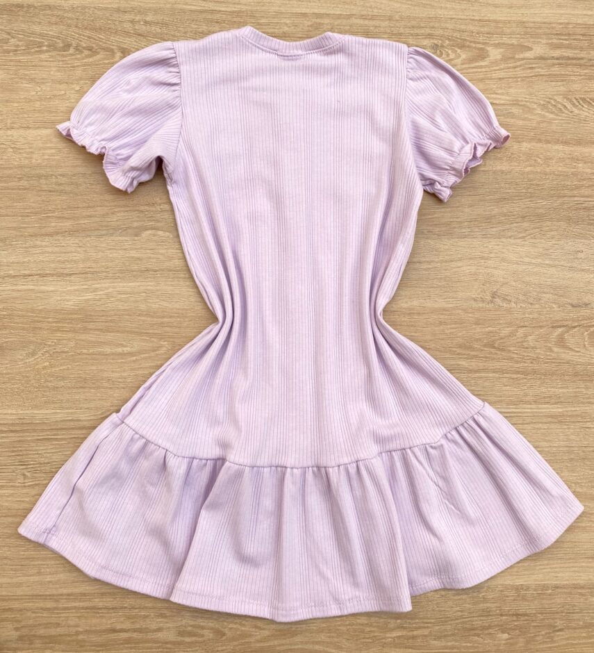 fernandaramoskids com br Vestido Infantil Feminino Manga Curta com Botões Falsos Lilás 3