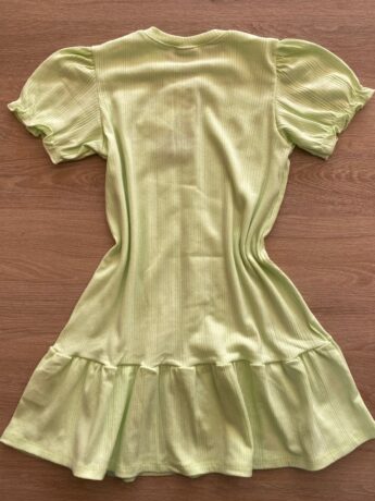 fernandaramoskids com br Vestido Infantil Feminino Manga Curta com Botões Falsos Verde 1