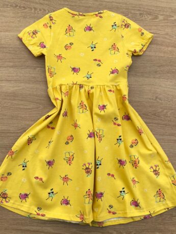 fernandaramoskids com br Vestido Infantil Feminino Manga Curta Estampa de Frutinhas Amarelo 1