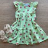 Vestido Infantil Feminino Manga Curta Estampa de Frutinhas Verde Fernanda Ramos Kids