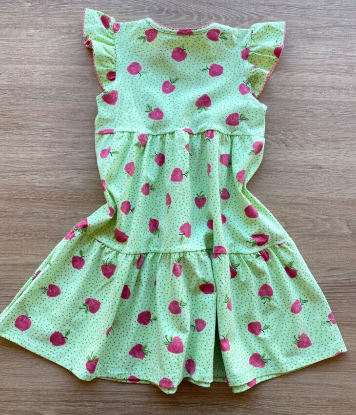 fernandaramoskids com br Vestido Infantil Feminino Manga Curta Estampa de Frutinhas Verde 2