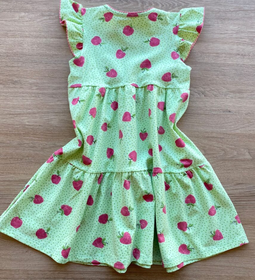 fernandaramoskids com br Vestido Infantil Feminino Manga Curta Estampa de Frutinhas Verde 2