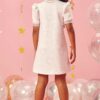 fernandaramoskids com br Vestido Infantil Feminino Manga Curta Estampado Gato Branco 2