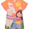fernandaramoskids com br Vestido Infantil Feminino Manga Curta Estampado Laranja 1