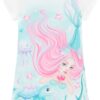 fernandaramoskids com br Vestido Infantil Feminino Manga Curta Estampado Sereia 2