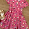 fernandaramoskids com br Vestido Infantil Feminino Manga Curta Evase Estampado Rosa 1