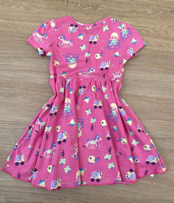 fernandaramoskids com br Vestido Infantil Feminino Manga Curta Evase Estampado Rosa 2