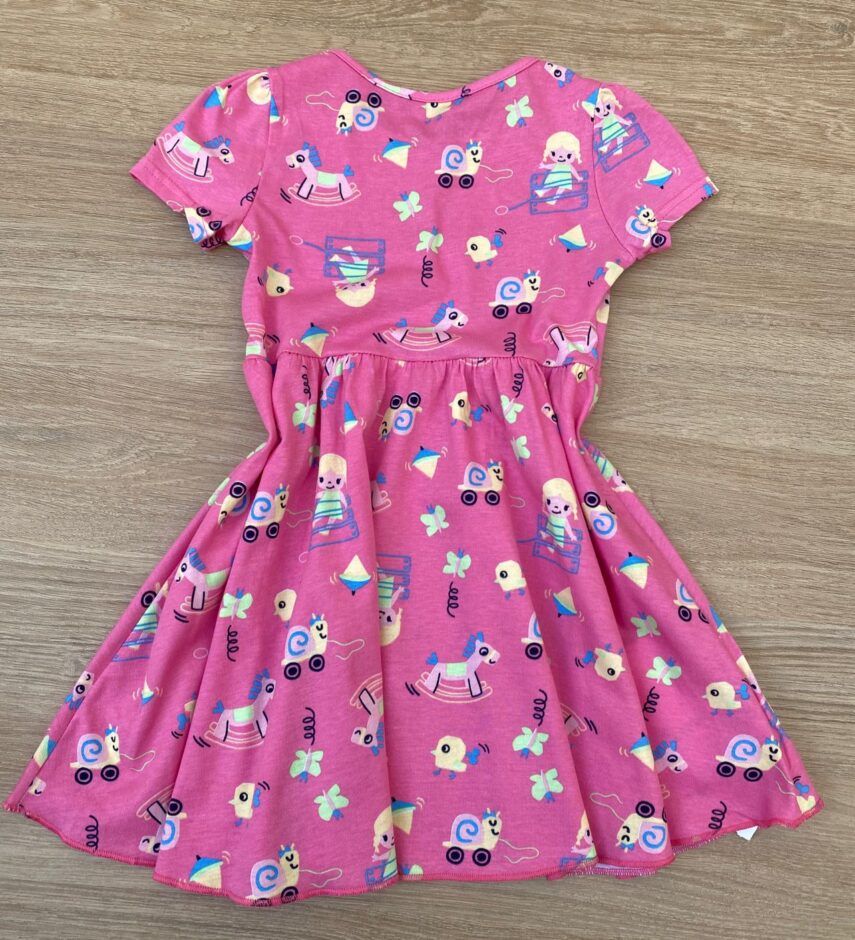 fernandaramoskids com br Vestido Infantil Feminino Manga Curta Evase Estampado Rosa 2