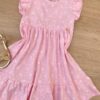 fernandaramoskids com br Vestido Infantil Feminino Manga Curta Flores Fundo Rosa 1