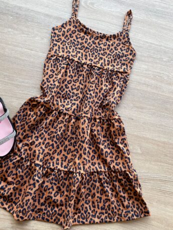 fernandaramoskids com br Vestido Infantil Feminino Soltinho Alça Fina Estampa Animal Print 1