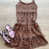 Vestido Infantil Feminino Soltinho Alça Fina Estampa Animal Print Fernanda Ramos Kids
