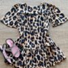 Vestido Infantil Feminino Soltinho Manga Curta Animal Print Fernanda Ramos Kids