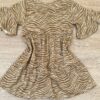 fernandaramoskids com br Vestido Infantil Feminino Soltinho Manga Curta Estampado Bege 2