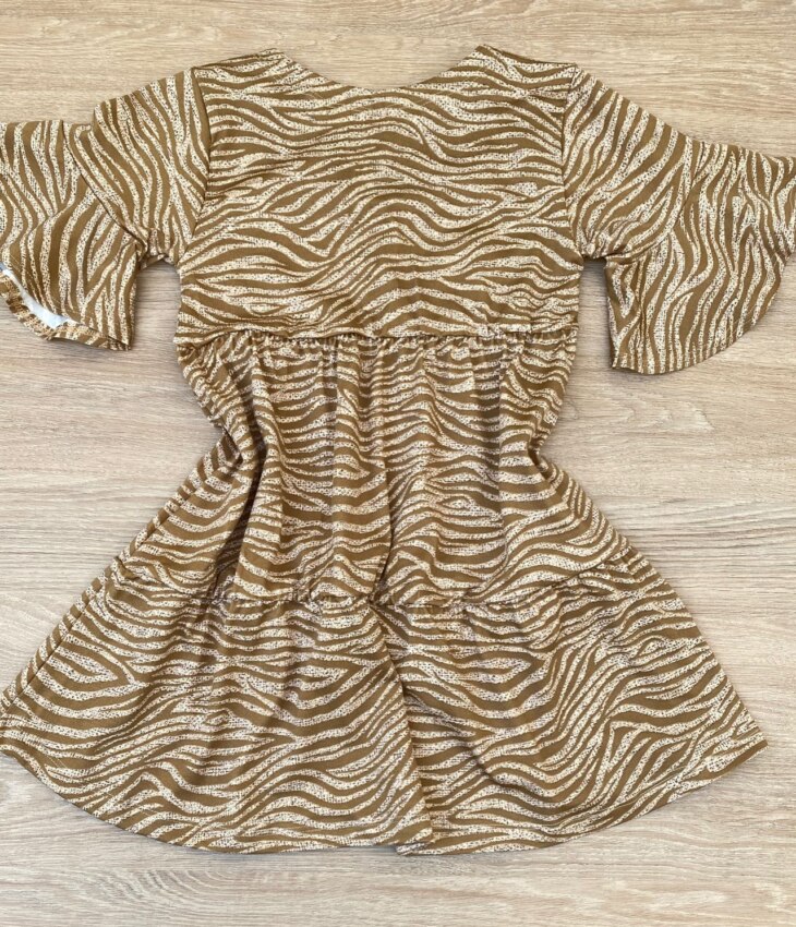 fernandaramoskids com br Vestido Infantil Feminino Soltinho Manga Curta Estampado Bege 2
