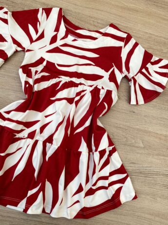 fernandaramoskids com br Vestido Infantil Feminino Soltinho Manga Curta Estampado Vermelho 1