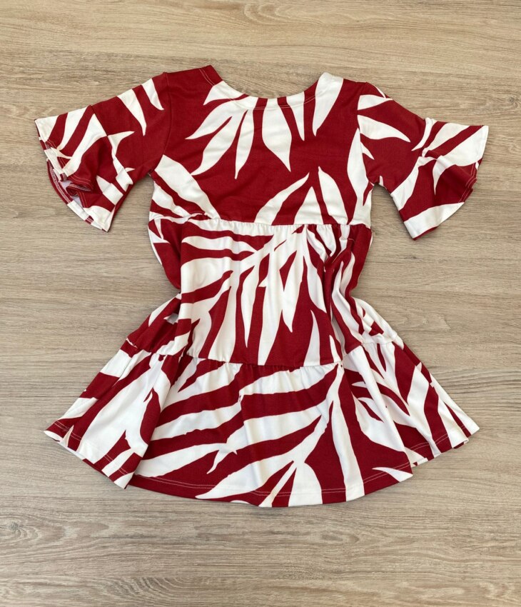 fernandaramoskids com br Vestido Infantil Feminino Soltinho Manga Curta Estampado Vermelho 2