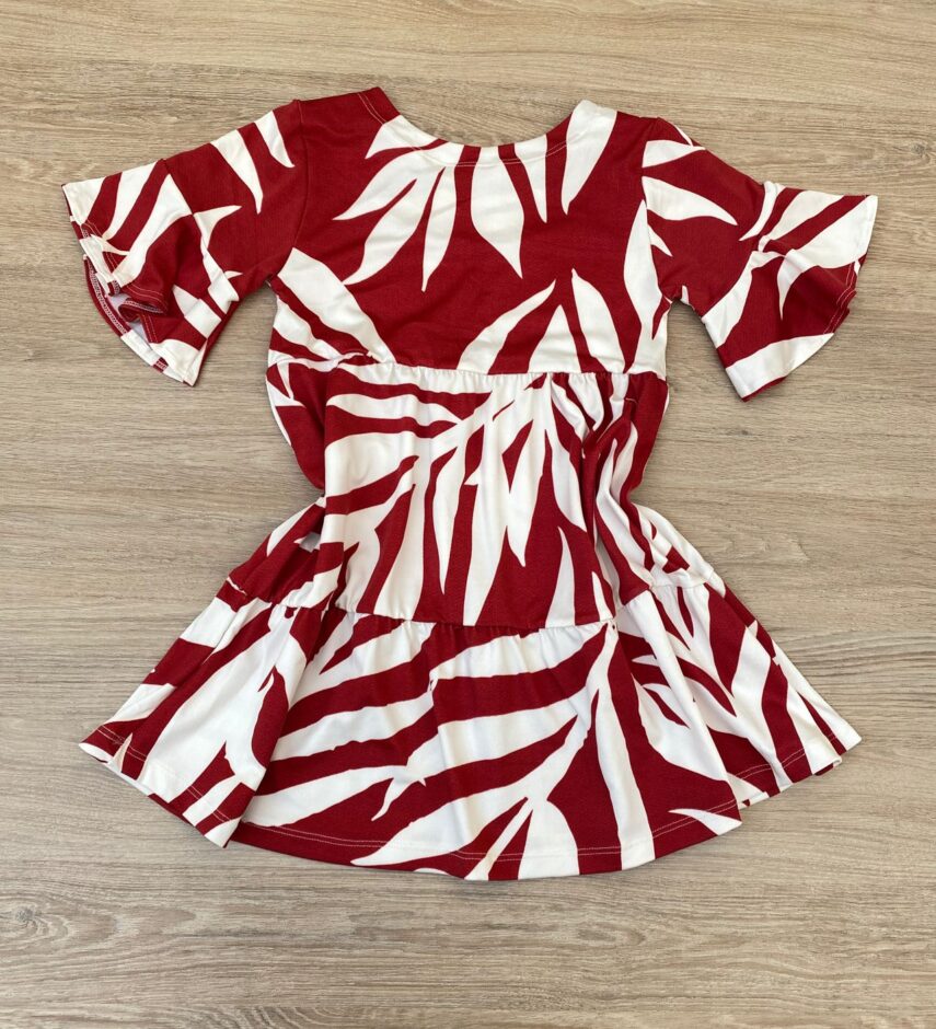 fernandaramoskids com br Vestido Infantil Feminino Soltinho Manga Curta Estampado Vermelho 2