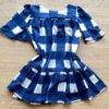 fernandaramoskids com br Vestido Infantil Feminino Soltinho Manga Curta Xadrez Azul 1