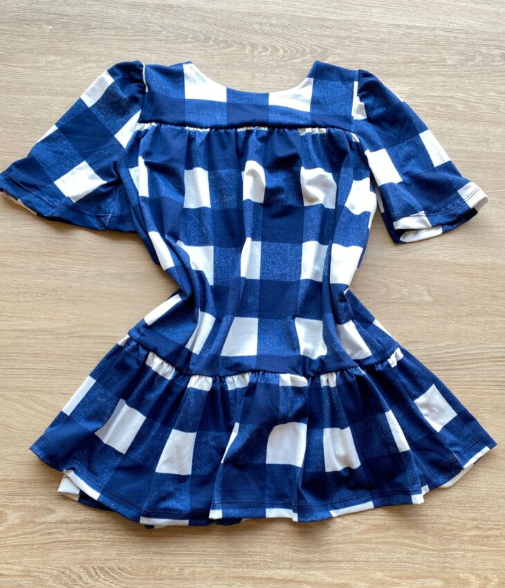 fernandaramoskids com br Vestido Infantil Feminino Soltinho Manga Curta Xadrez Azul 1