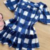fernandaramoskids com br Vestido Infantil Feminino Soltinho Manga Curta Xadrez Azul 2