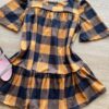 fernandaramoskids com br Vestido Infantil Feminino Soltinho Manga Curta Xadrez Marrom 1