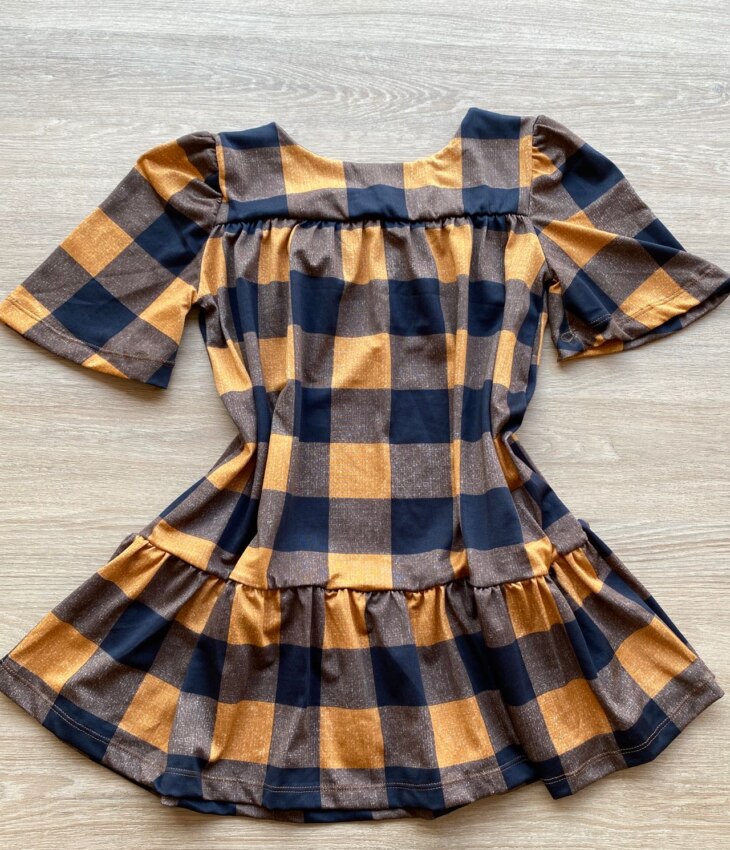 fernandaramoskids com br Vestido Infantil Feminino Soltinho Manga Curta Xadrez Marrom 2