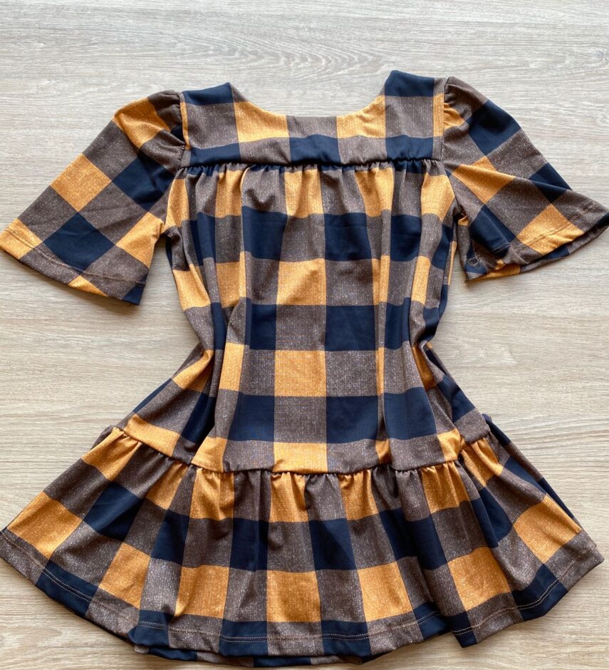 fernandaramoskids com br Vestido Infantil Feminino Soltinho Manga Curta Xadrez Marrom 2