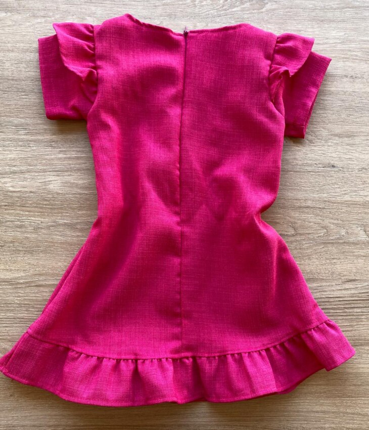 fernandaramoskids com br Vestido Infantil Feminino Zíper Atrás Pink com Detalhe 2