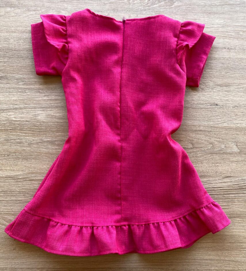 fernandaramoskids com br Vestido Infantil Feminino Zíper Atrás Pink com Detalhe 2
