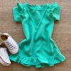 Vestido Infantil Feminino Zíper Atrás Verde com Detalhe Fernanda Ramos Kids