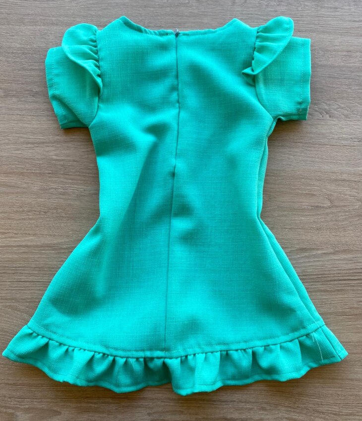 fernandaramoskids com br Vestido Infantil Feminino Zíper Atrás Verde com Detalhe 2