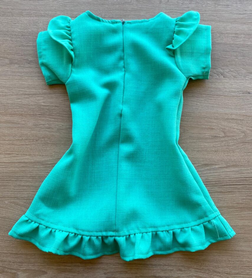 fernandaramoskids com br Vestido Infantil Feminino Zíper Atrás Verde com Detalhe 2