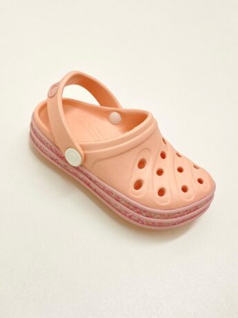Babuche Infantil Feminino Salmão com Detalhe Brilhante Fernanda Ramos Kids