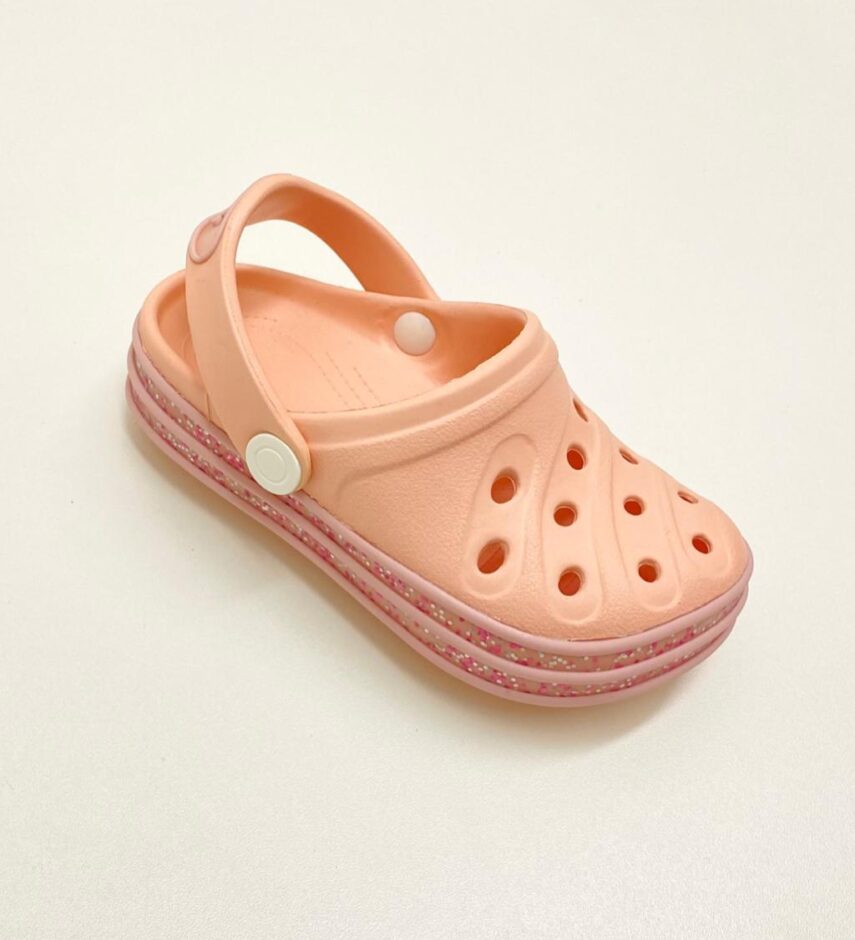 Babuche Infantil Feminino Salmão com Detalhe Brilhante Fernanda Ramos Kids