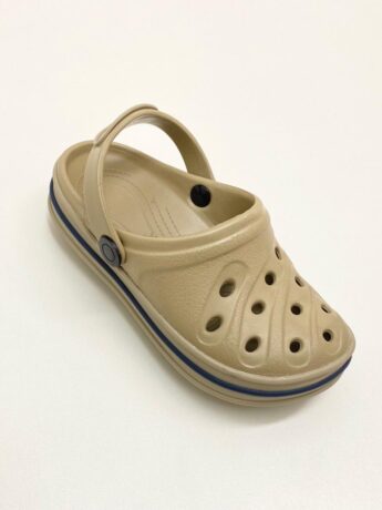 Babuche Infantil Masculino Bege Detalhe Azul Fernanda Ramos Kids