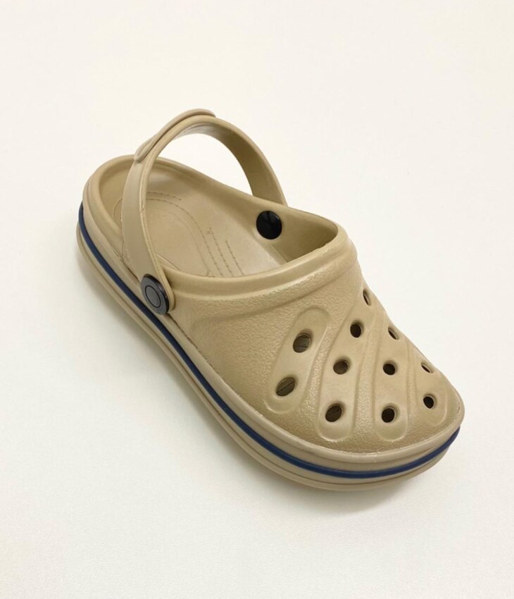 Babuche Infantil Masculino Bege Detalhe Azul Fernanda Ramos Kids