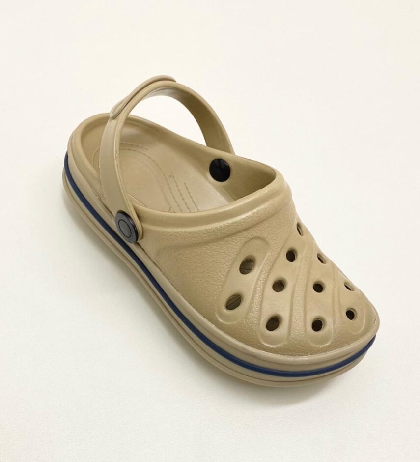Babuche Infantil Masculino Bege Detalhe Azul Fernanda Ramos Kids