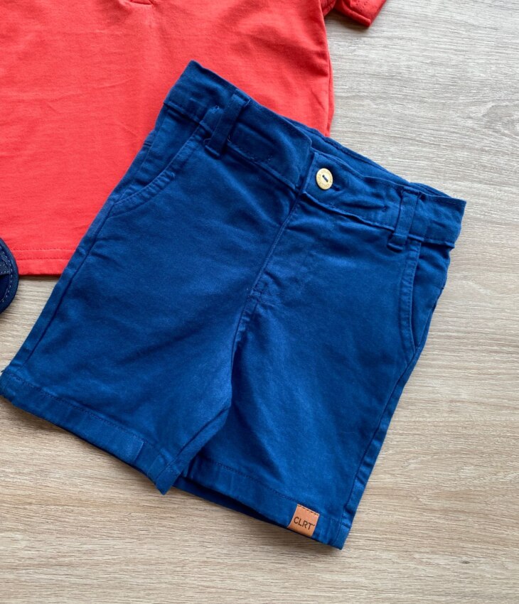 fernandaramoskids com br Bermuda Infantil Masculina Sarja Azul Marinho 1