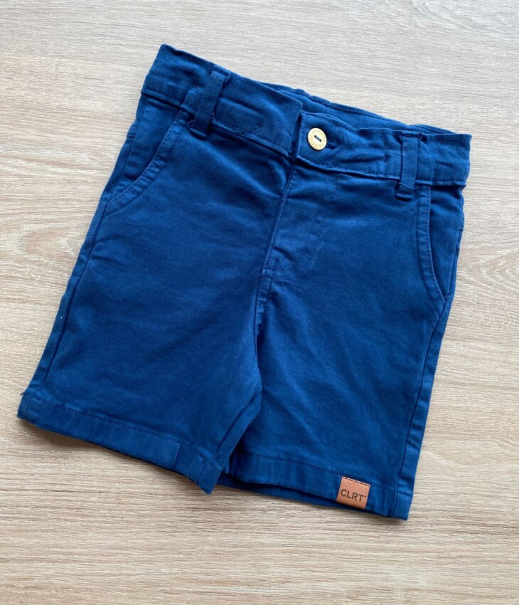 fernandaramoskids com br Bermuda Infantil Masculina Sarja Azul Marinho 2