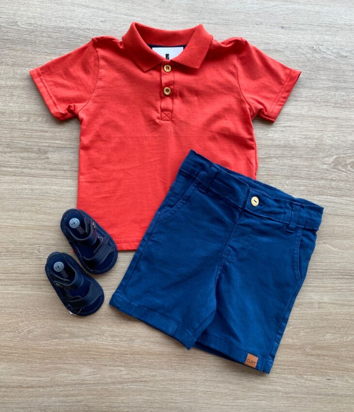 Bermuda Infantil Masculina Sarja Azul Marinho Fernanda Ramos Kids