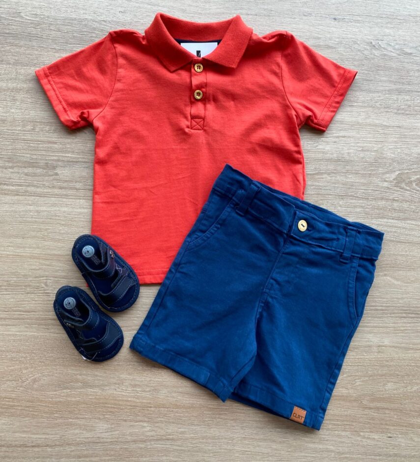 Bermuda Infantil Masculina Sarja Azul Marinho Fernanda Ramos Kids