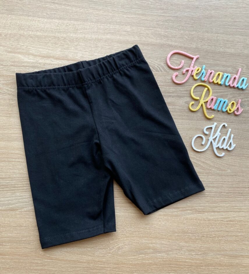 Bermuda Tradicional Infantil Feminino Preto Fernanda Ramos Kids