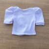 fernandaramoskids com br Blusa Cropped Infantil Feminino Canelado Manga Princesa Branco 2