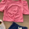 fernandaramoskids com br Blusa Cropped Infantil Feminino Canelado Manga Princesa Pink Flúor 1
