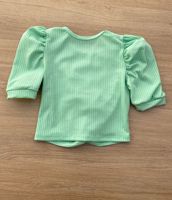 fernandaramoskids com br Blusa Cropped Infantil Feminino Canelado Manga Princesa Verde Agua 2