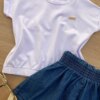fernandaramoskids com br Blusa Cropped Infantil Feminino com Elástico Branco 1