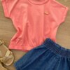 fernandaramoskids com br Blusa Cropped Infantil Feminino com Elástico Rosa 1